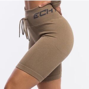 ECHT Women's Brown Ribbed Bike Shorts